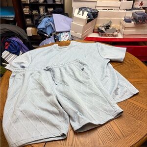 Saints Light Blue Quilted Shirt and Shorts Set